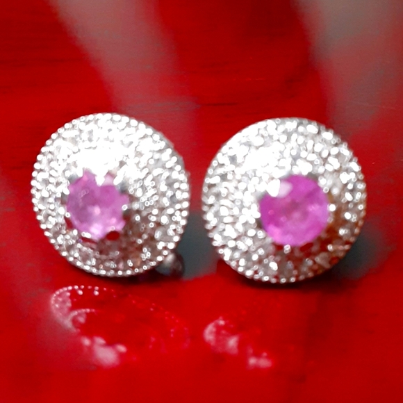 Rarities, Carol Brodie. Jewelry - 925 Genuine Pink Sapphire and White Zircons. Bride,  Mother-of-the Bride.